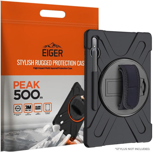 EIGER Peak Coque Robuste avec béquille rotative à 360° pour Galaxy Tab S9 / S9 FE