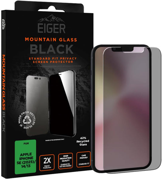 EIGER Mountain Glass - Verre Trempe Premium 2.5d Privacy pour Apple Iphone 13/13 Pro / 14 / 16e