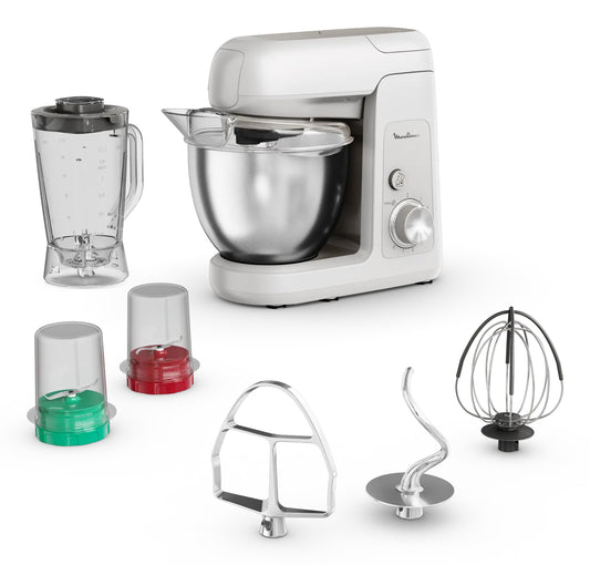 Moulinex Bake Partner QA523B10 robot de cuisine 1100 W 4,6 L Acier inoxydable, Blanc
