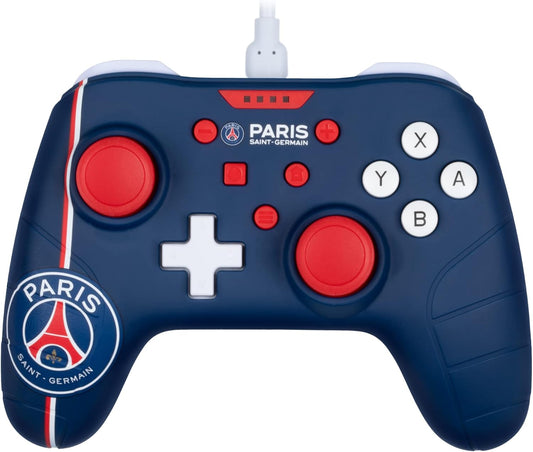 Konix PSG Manette filaire pour Nintendo Switch, Switch OLED et PC - Fonction vibration - Câble 3 m - Bleu, blanc et rouge