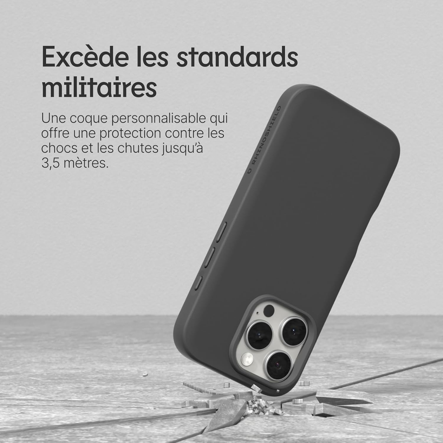 RhinoShield SolidSuit Coque Compatible avec [iPhone 16 Pro] | Design Fin Absorbant Les Chocs, Finition Mate Premium, découpe Bouton contrôle caméra - Noir