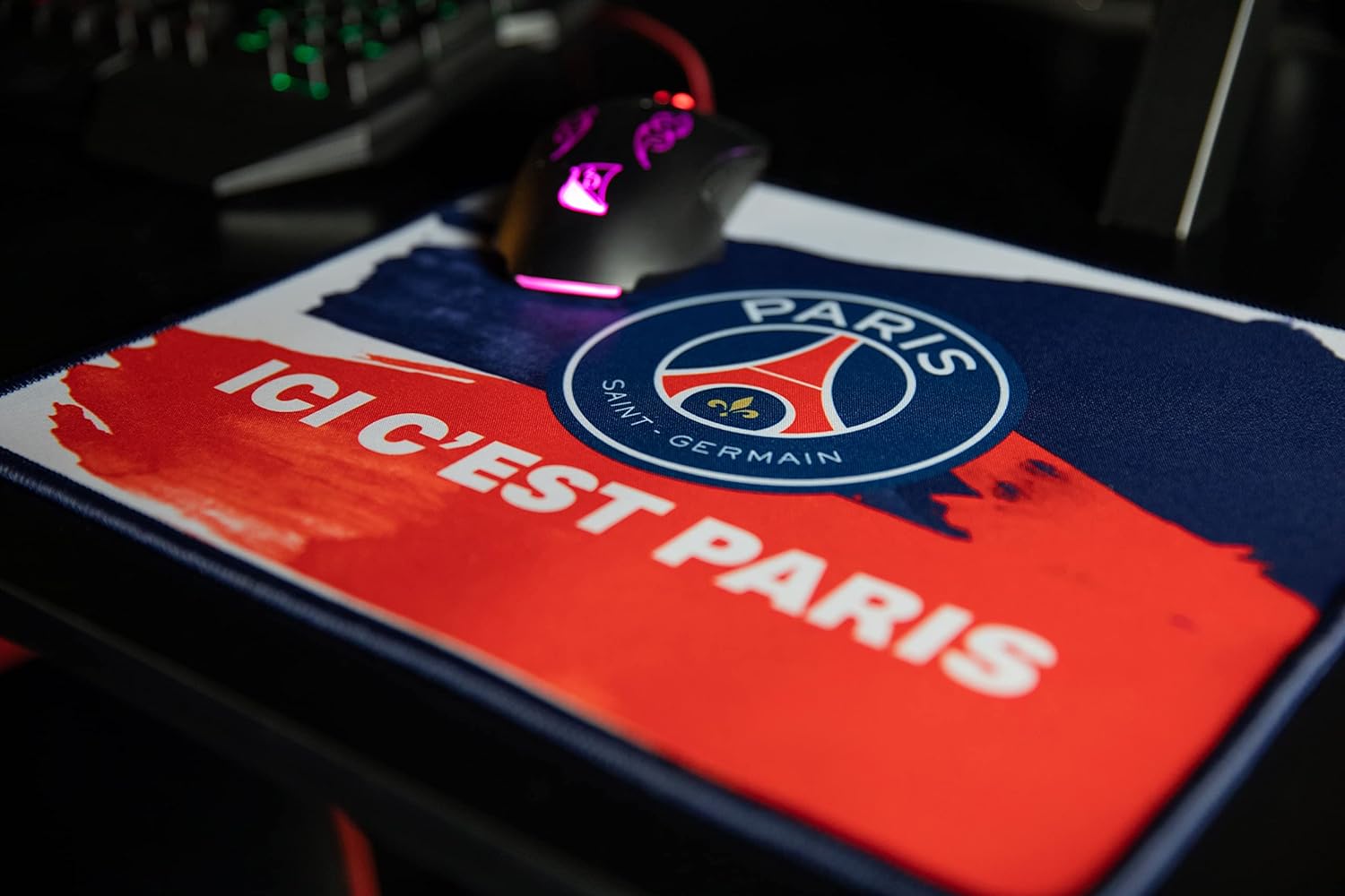Konix PSG Tapis de Souris Gaming 32 x 27 cm - Surface en Silicone 3D Ultra Fine - Base antidérapante - Motif Ici C'est Paris