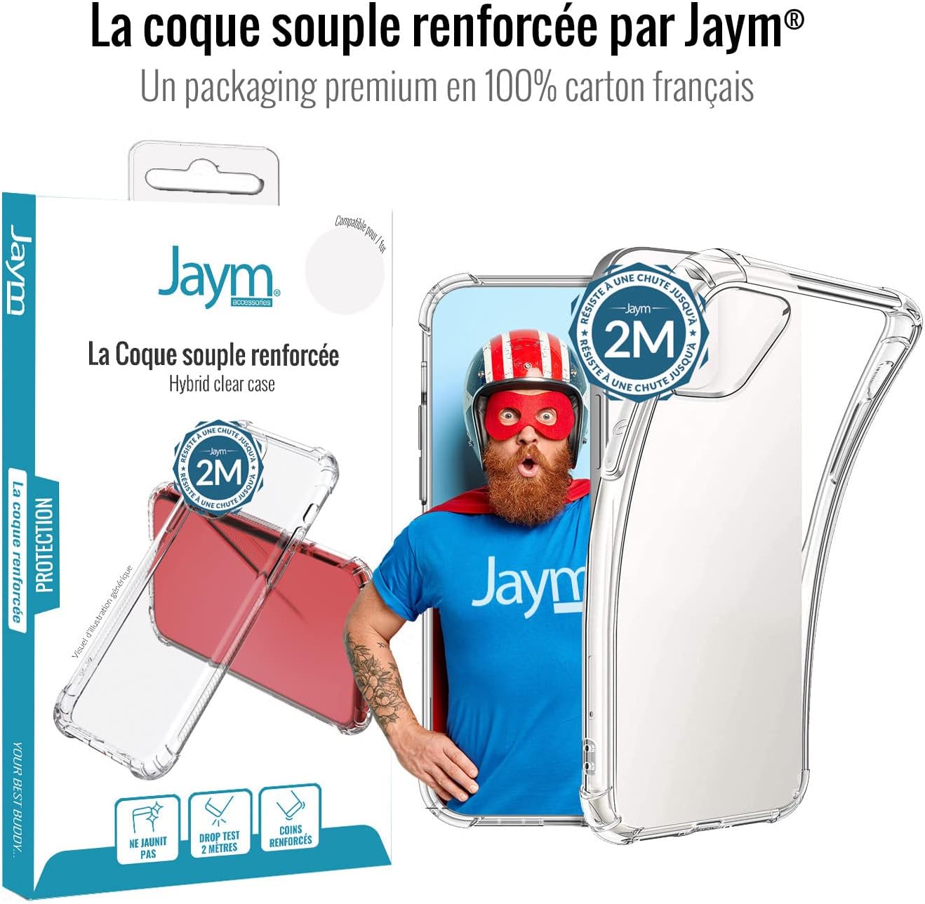 JAYM Coque iPhone 16e - Coque renforcée - Coque résistante - Coque Anti-Chute 2m - Coque Protection Transparente - Coque Apple iPhone