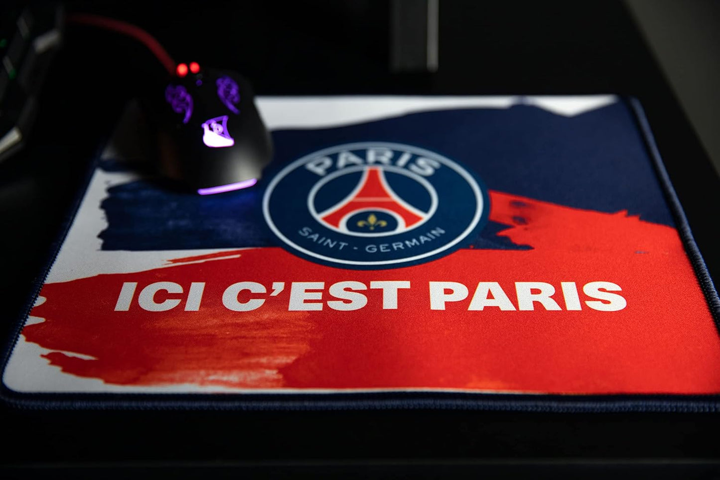 Konix PSG Tapis de Souris Gaming 32 x 27 cm - Surface en Silicone 3D Ultra Fine - Base antidérapante - Motif Ici C'est Paris