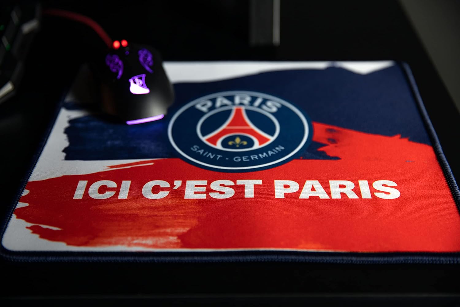 Konix PSG Tapis de Souris Gaming 32 x 27 cm - Surface en Silicone 3D Ultra Fine - Base antidérapante - Motif Ici C'est Paris