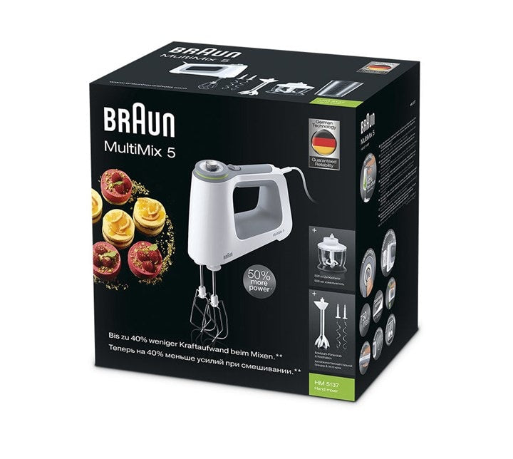 Braun MultiMix 5 HM 5137 Batteur à main 750 W Gris, Blanc