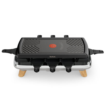 Tefal RE610D raclette 8 personne(s) 1350 W Noir, Acier inoxydable, Bois