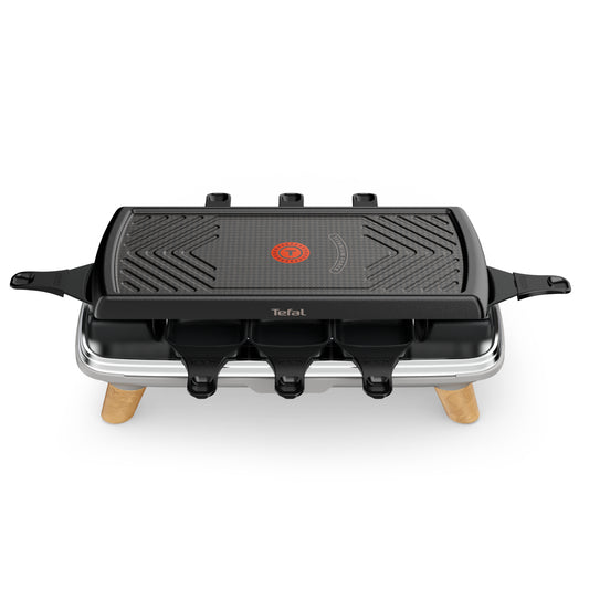 Tefal RE610D raclette 8 personne(s) 1350 W Noir, Acier inoxydable, Bois