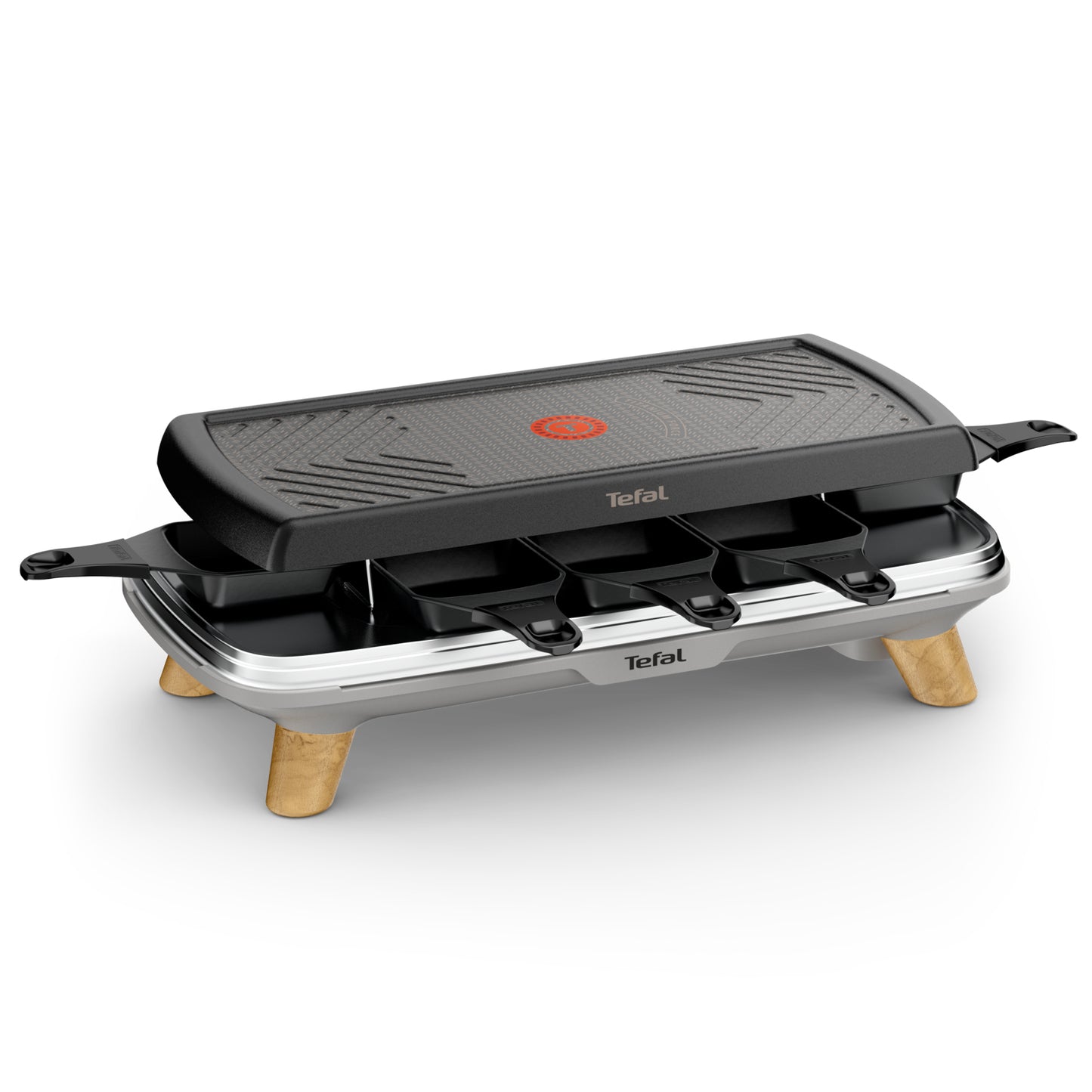 Tefal RE610D raclette 8 personne(s) 1350 W Noir, Acier inoxydable, Bois