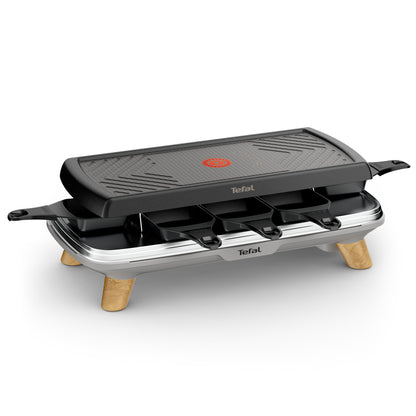 Tefal RE610D raclette 8 personne(s) 1350 W Noir, Acier inoxydable, Bois