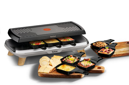 Tefal RE610D raclette 8 personne(s) 1350 W Noir, Acier inoxydable, Bois
