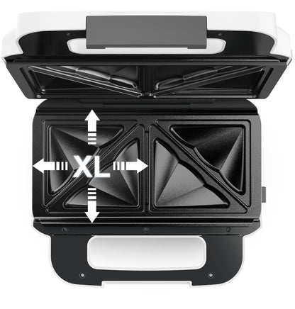 Tefal Snack XL SW7011 gaufrier et appareil à croque-monsieur 850 W Blanc, Acier inoxydable