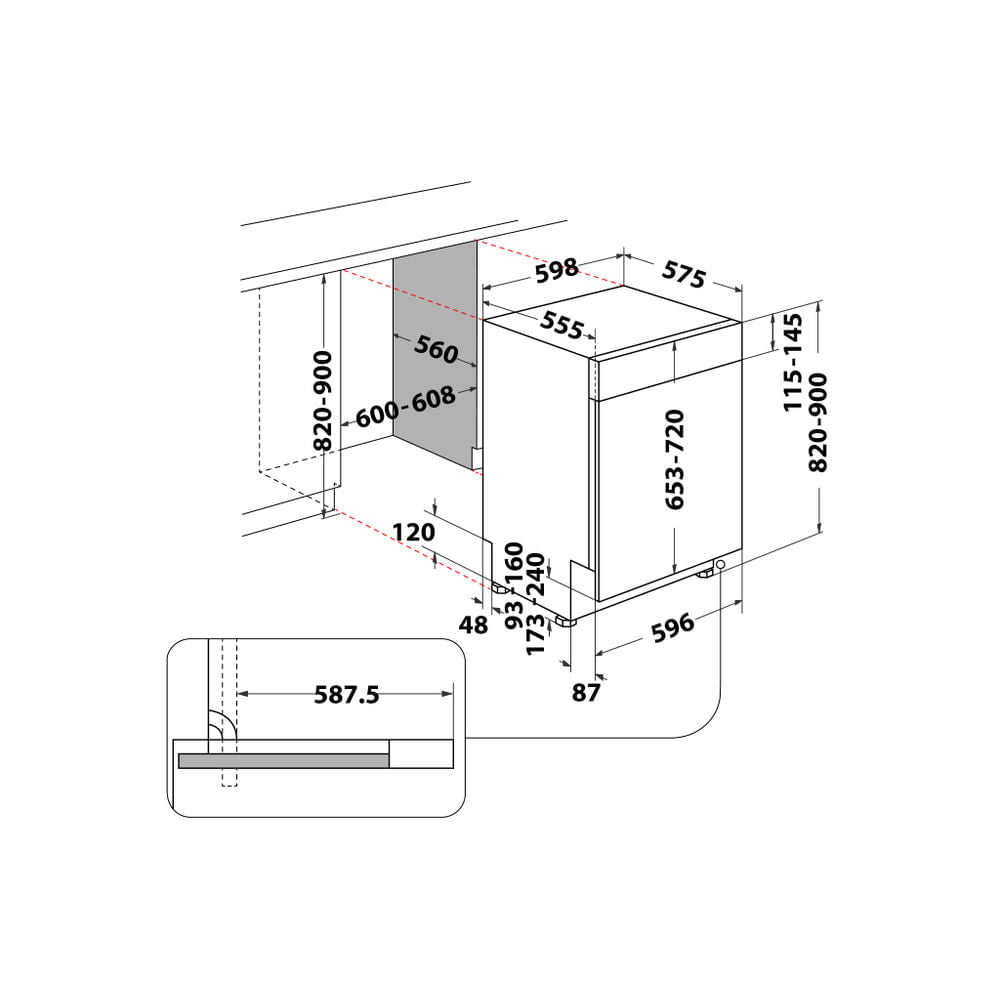 Whirlpool WB 6020 P X Semi-intégré 14 couverts E