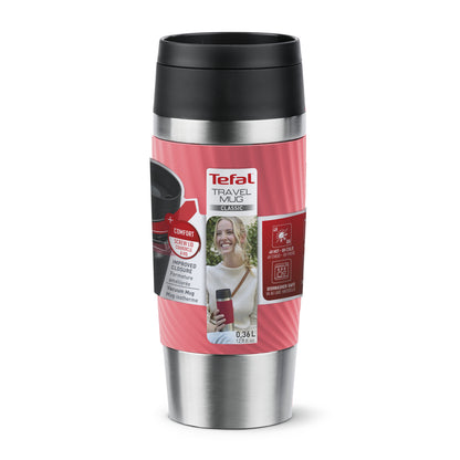 Tefal Travel Mug Classic Twist N2024410 thermos 360 ml Noir, Rose, Acier inoxydable Acier inoxydable
